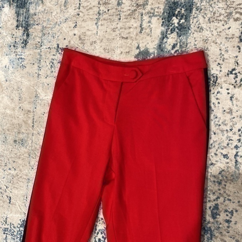 Mason Red Cropped Trousers Black Side Stripes - Picture 3 of 7